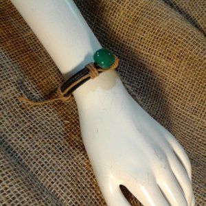 Adjustable Bracelet with Green Stone